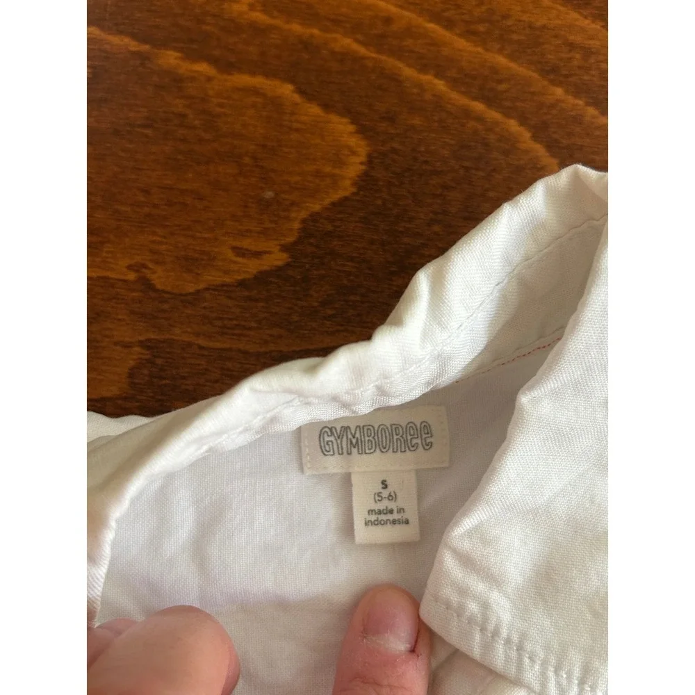 Gymboree Boys White Long Sleeve Button Down Cotton Shirt Size S 5-6 NWT